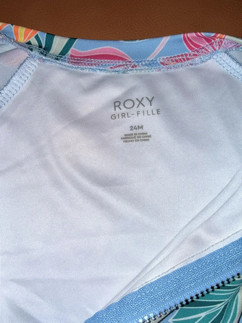 Like New Roxy Baby Girls Long Sleeve Tropical Ruffle 24m Swimsuit